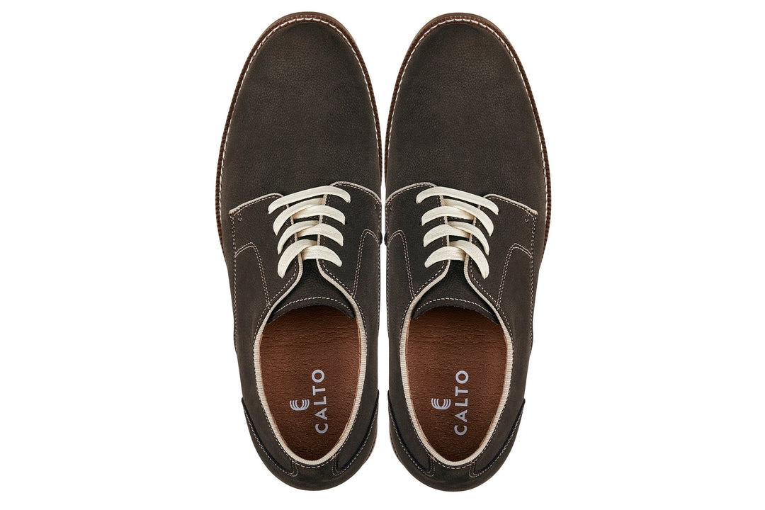 CALTO - J1311 - 3 Inches Taller (Sardine Grey) - Business Casual Leather Derbies