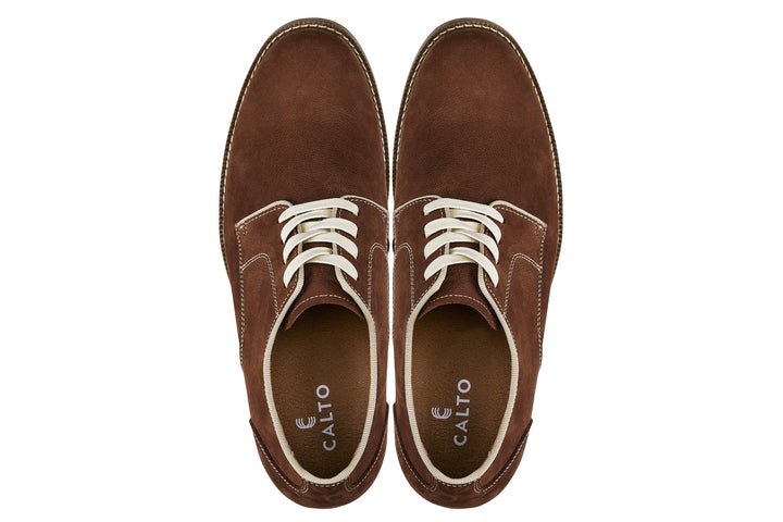 CALTO - J1313 - 3 Inches Taller (Terracotta Brown) - Business Casual Leather Derbies