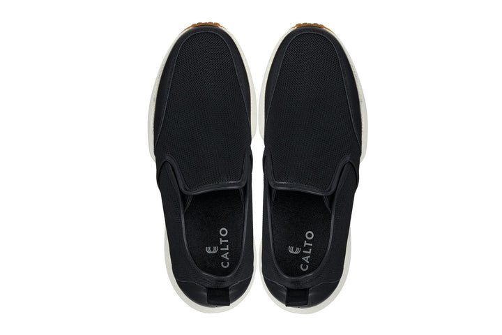 CALTO - J1433  - 3.3 Inches Taller (Black) - Casual Chunky Sole Sneaker Loafers