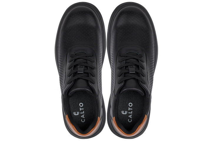 CALTO - J1580  - 2.6 Inches Taller (Black/Black Sole) - Lightweight Casual Walkers