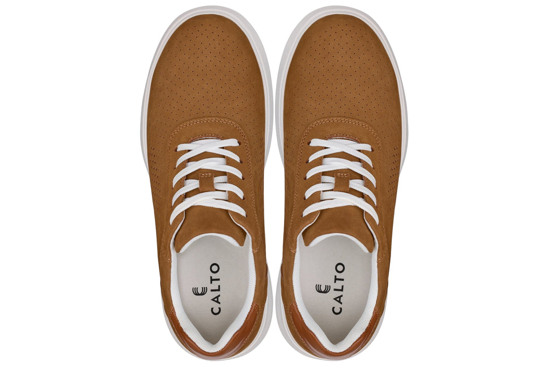 CALTO - J1583  - 2.6 Inches Taller (Brown) - Lightweight Casual Walkers