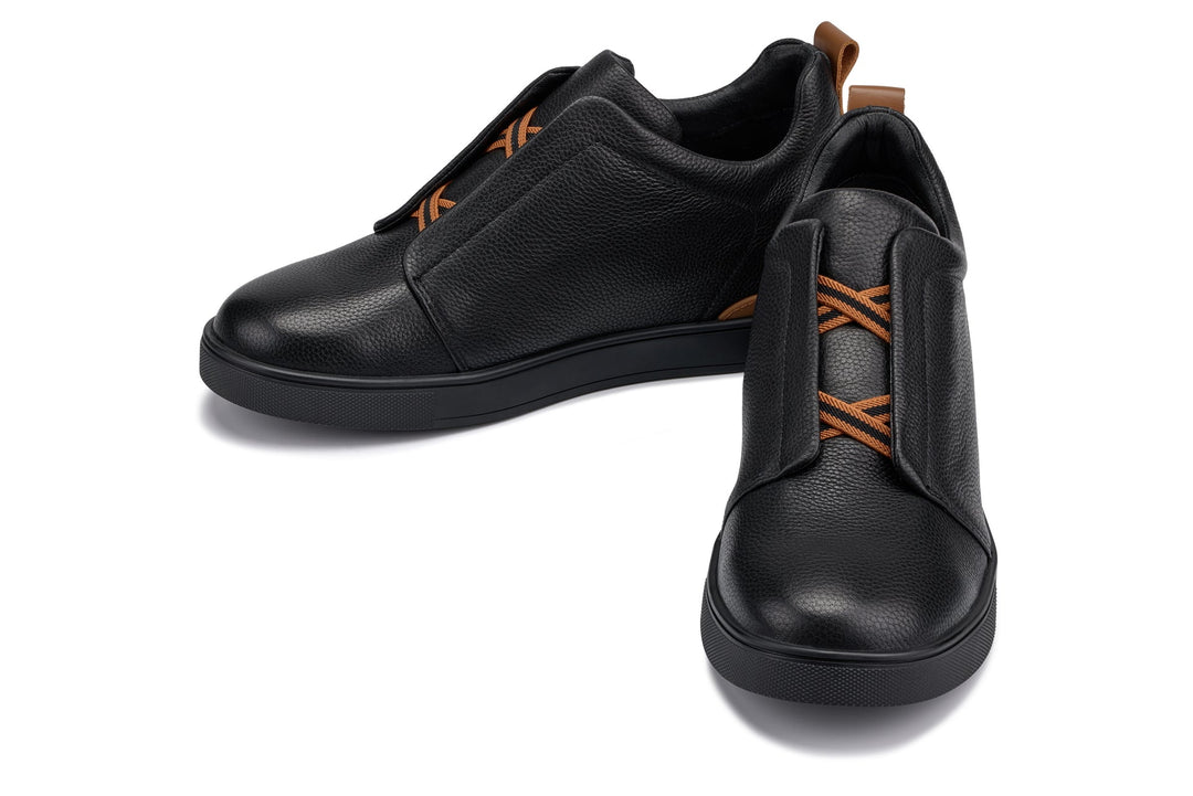 CALTO - J1931  - 2.6 Inches Taller (Black/Black Sole) - Slip-On Snoafers