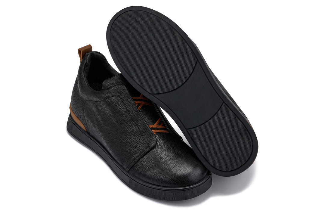 CALTO - J1931  - 2.6 Inches Taller (Black/Black Sole) - Slip-On Snoafers
