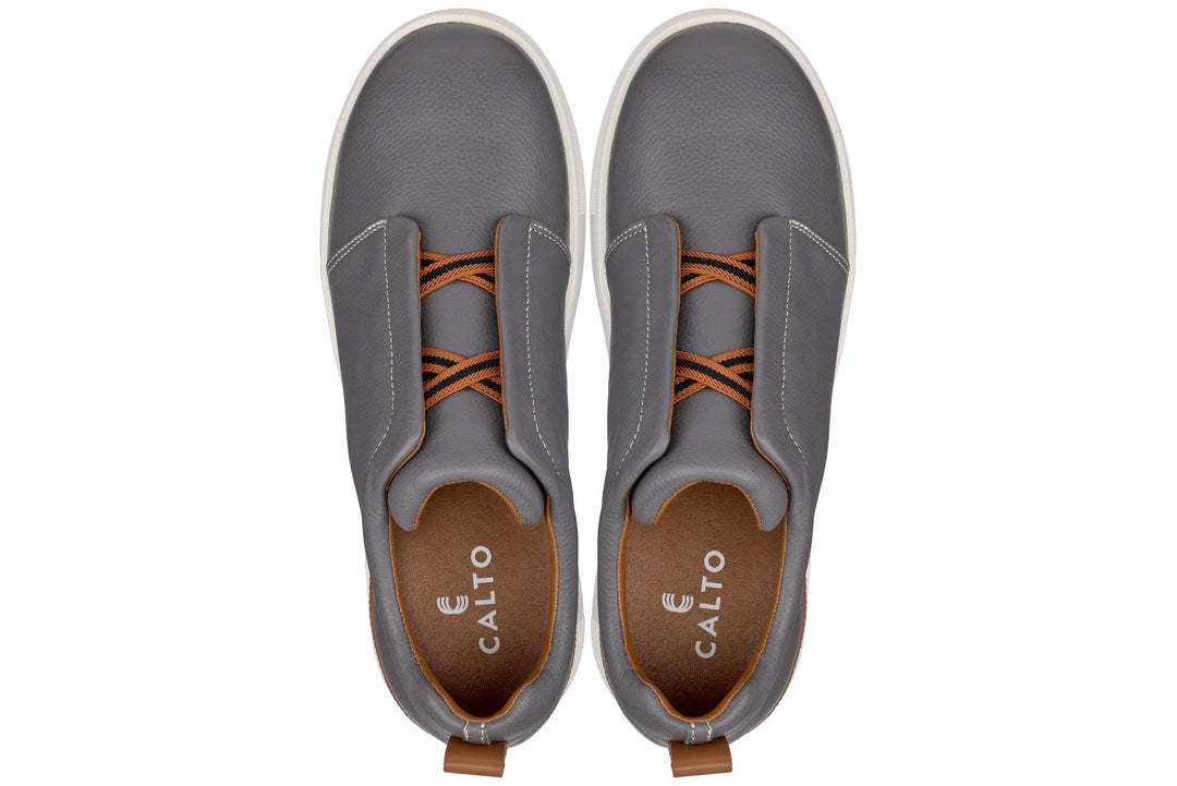 CALTO - J1935  - 2.6 Inches Taller (Grey) - Slip-On Snoafers