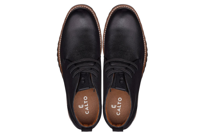 CALTO - J2190 - 2.6 Inches Taller (Black/Black Sole) - Chukka Boots