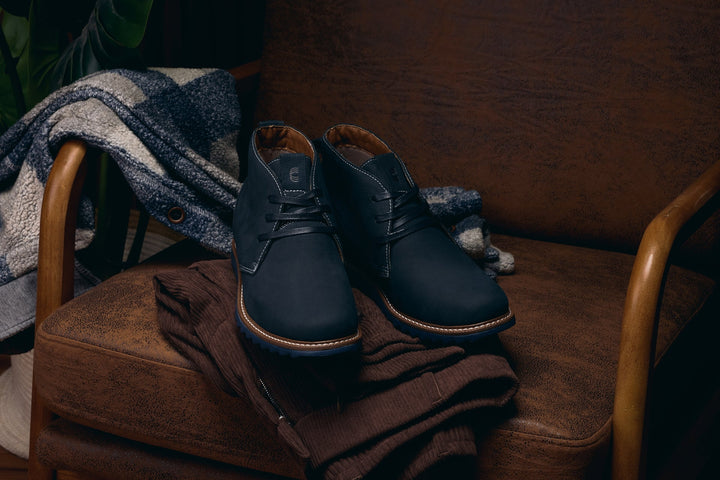 CALTO - J2191 - 2.6 Inches Taller (Ultramarine Blue/Blue Sole) - Nubuck Chukka Boots