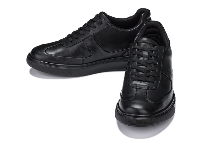 CALTO - J2200 - 2.6 Inches Taller (Black/Black Sole) - Lightweight Nappa Sneakers