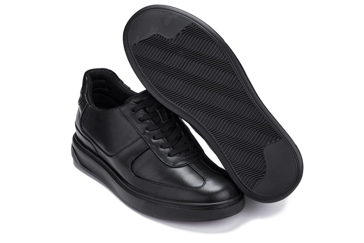 CALTO - J2200 - 2.6 Inches Taller (Black/Black Sole) - Lightweight Nappa Sneakers