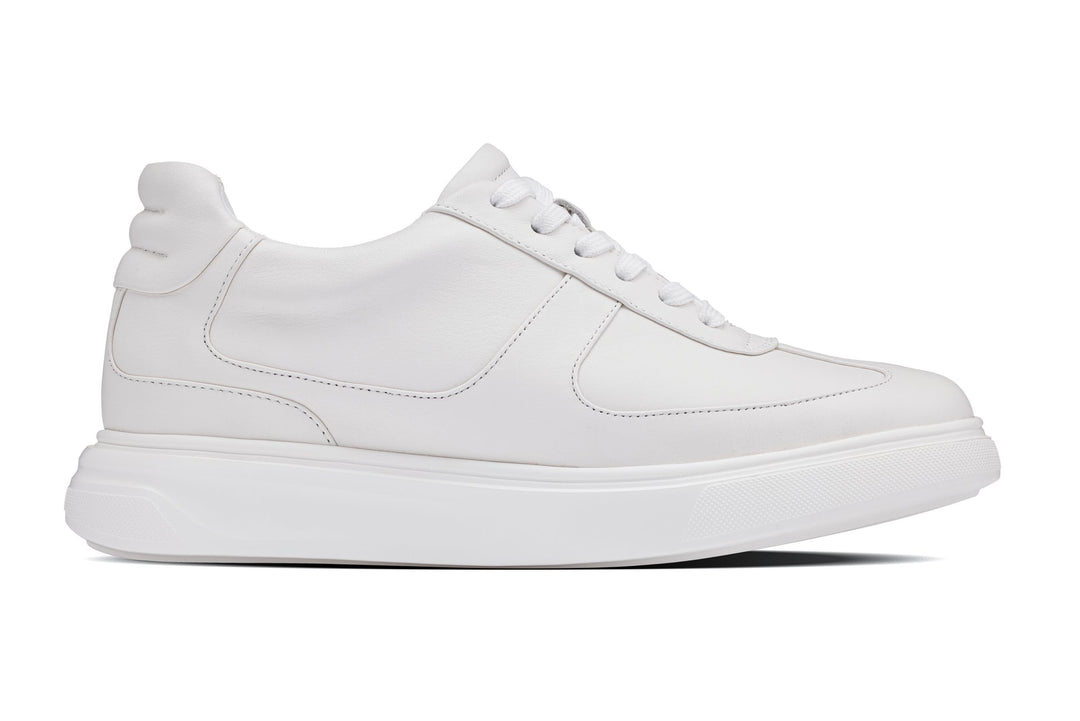 CALTO - J2201 - 2.6 Inches Taller (White/White Sole) - Lightweight Nappa Sneakers