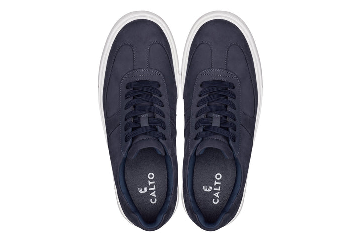 CALTO - J2203 - 2.6 Inches Taller (Ultramarine Blue/White Sole) - Lightweight Nubuck Sneakers