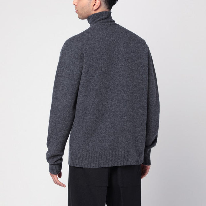 Jil Sander Grey Wool Turtleneck Sweater Men