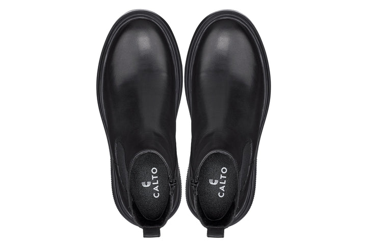 CALTO - J24810 - 3 Inches Taller (Noir) - Lightweight Smooth Nappa Chelsea Zipper Boots
