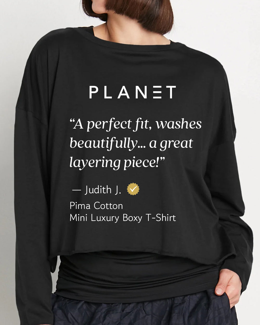 Pima Cotton Mini Luxury Boxy T-Shirt - Black