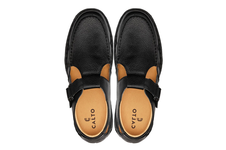 CALTO - K0751 - 2.8 Inches Taller (Black) - Lightweight Casual Fisherman Sandal