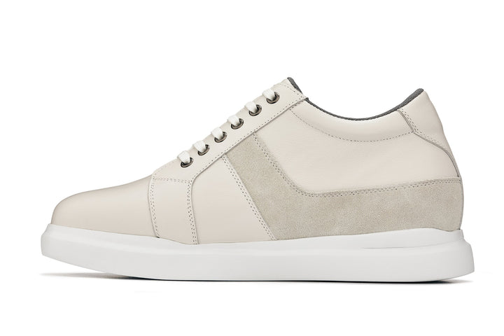 CALTO - K1531 - 3 Inches Taller (Off White) - Lightweight Leather Sneakers