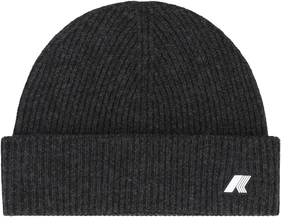 K-WAY Wool Knit Beanie with Turned-Up Brim - Men&