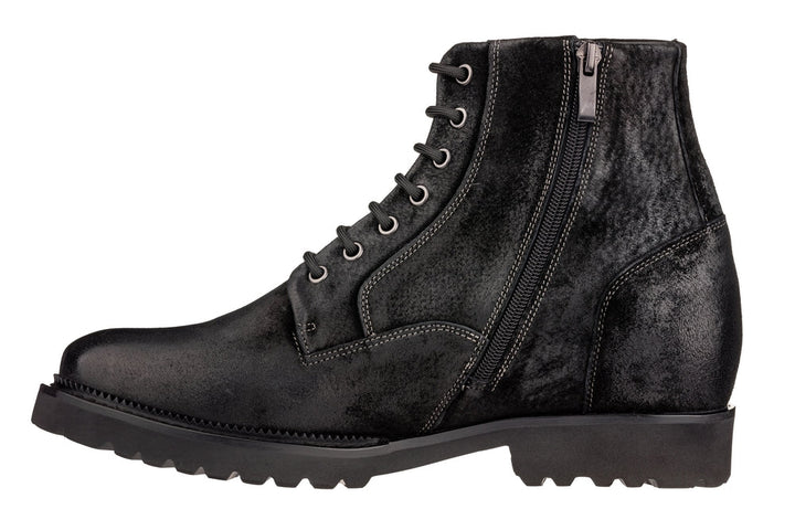 CALTO - K24401 - 3 Inches Taller (Nubuck Black) - Casual Zipper Boots