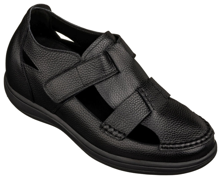CALTO - K2661 - 3.2 Inches Taller (Black) - Casual Fisherman Sandal