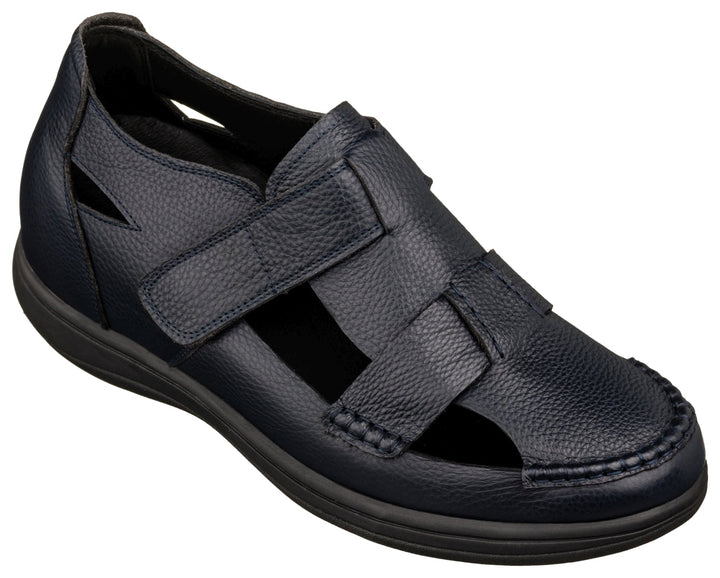 CALTO - K2663 - 3.2 Inches Taller (Navy) - Casual Fisherman Sandal