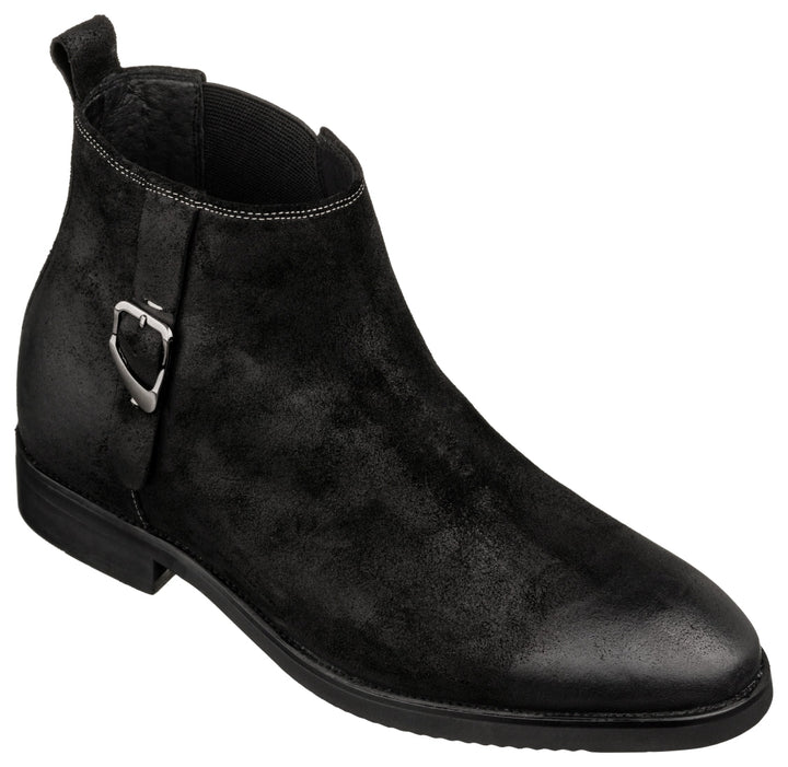 TOTO - K92081 - 3 Inches Taller (Nubuck Black) - Chelsea Ankle Boots