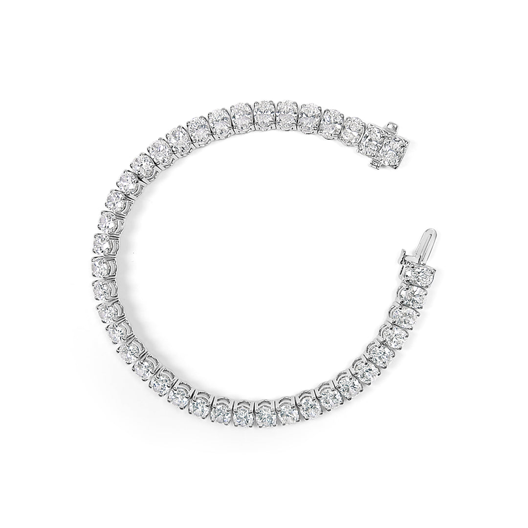 IGI Certified 14K White Gold 15.0 Cttw Oval Cut Lab Grown Diamond Tennis Bracelet
