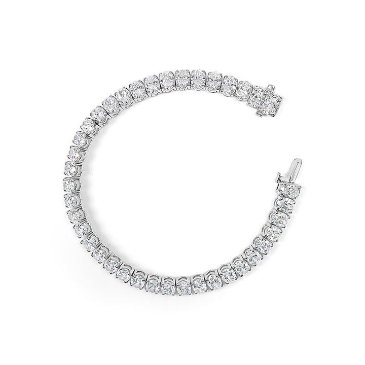 IGI Certified 14K White Gold 15.0 Cttw Oval Cut Lab Grown Diamond Tennis Bracelet