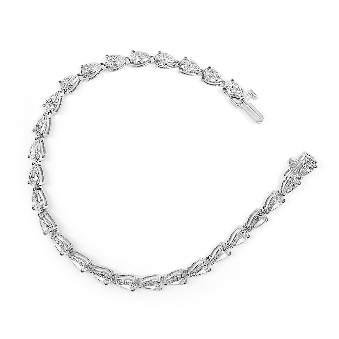 IGI Certified 14K White Gold 12.0 Cttw Pear Cut Lab Grown Diamond Tennis Bracelet