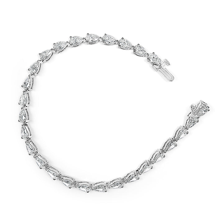 IGI Certified 14K White Gold 12.0 Cttw Pear Cut Lab Grown Diamond Tennis Bracelet