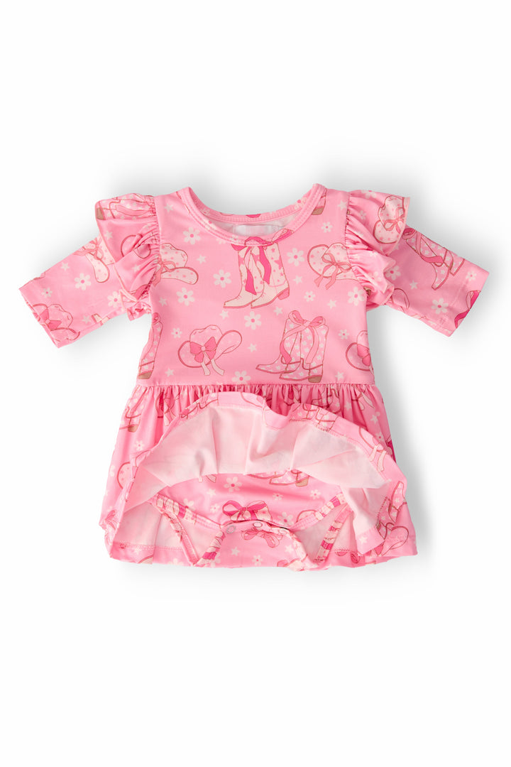 Howdy 3/4 Sleeve Flutter Twirl Bodysuit