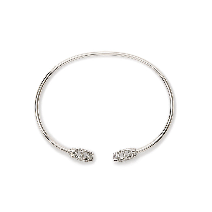 .925 Sterling Silver Diamond Accent Star Flexy Open Bangle Bracelet