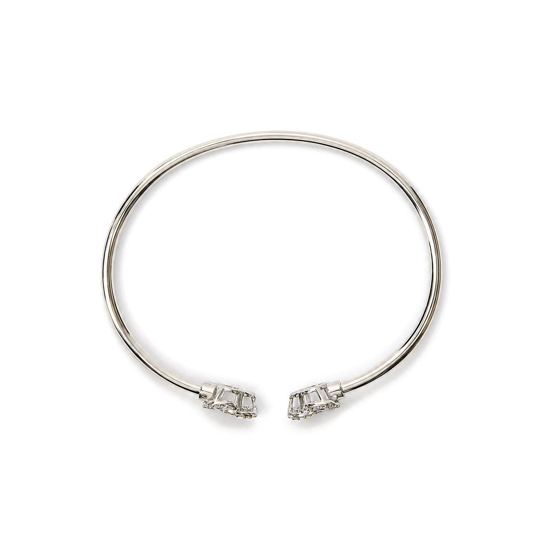 .925 Sterling Silver Diamond Accent Love Knot Flexy Open Bangle Bracelet
