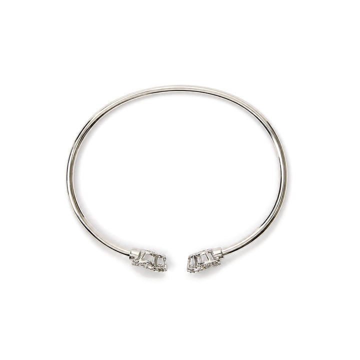 .925 Sterling Silver Diamond Accent Love Knot Flexy Open Bangle Bracelet
