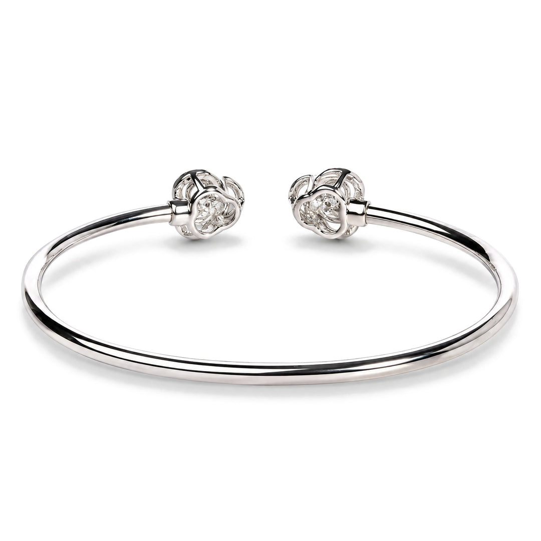 .925 Sterling Silver Diamond Accent Love Knot Flexy Open Bangle Bracelet