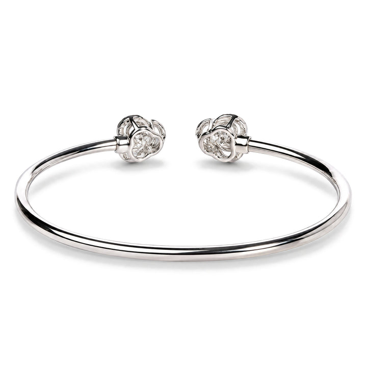 .925 Sterling Silver Diamond Accent Love Knot Flexy Open Bangle Bracelet