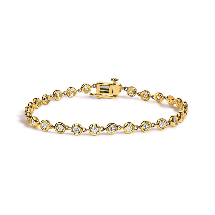 10K Yellow Gold 1 1/2 Cttw Lab Grown Diamond Bezel Link Bracelet