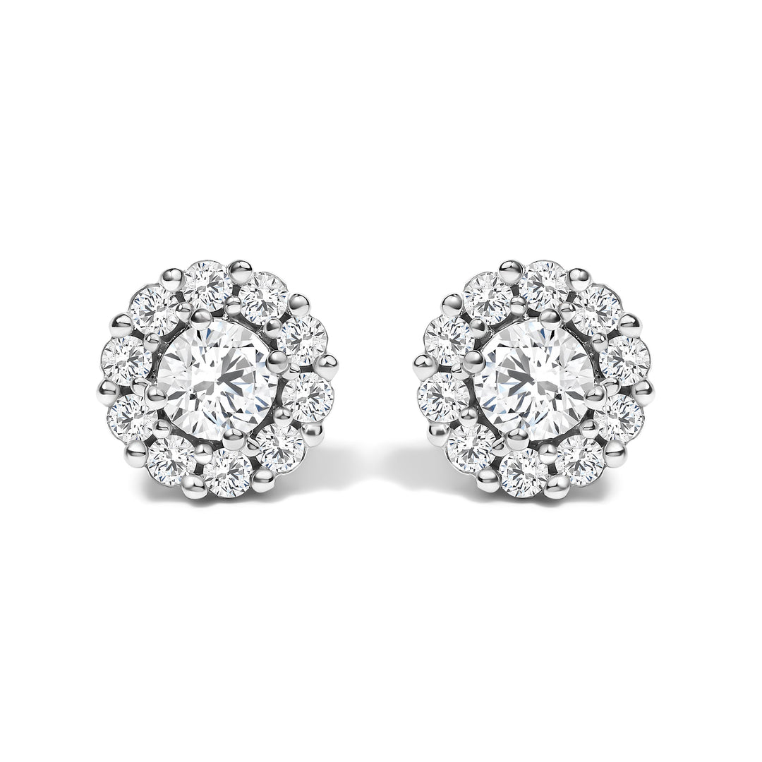 10K White Gold 3.0 Cttw Lab Grown Diamond Halo Stud Earrings