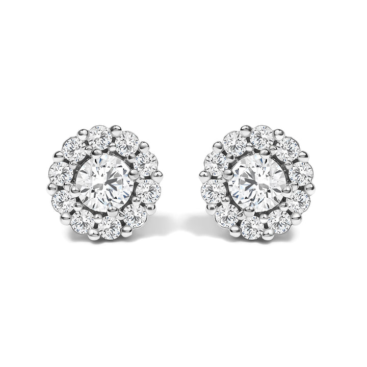 10K White Gold 3.0 Cttw Lab Grown Diamond Halo Stud Earrings