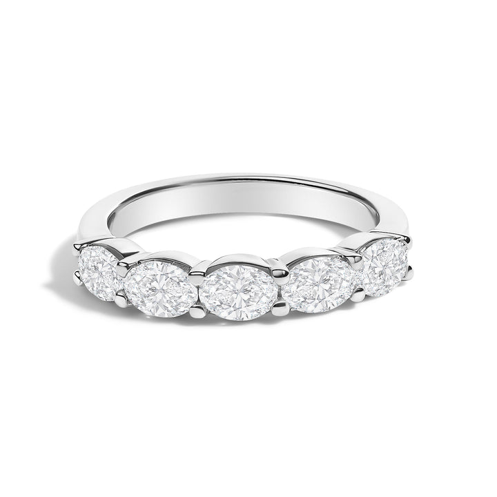 14K White Gold 1 1/4 Cttw Lab Grown Oval East West Band Ring
