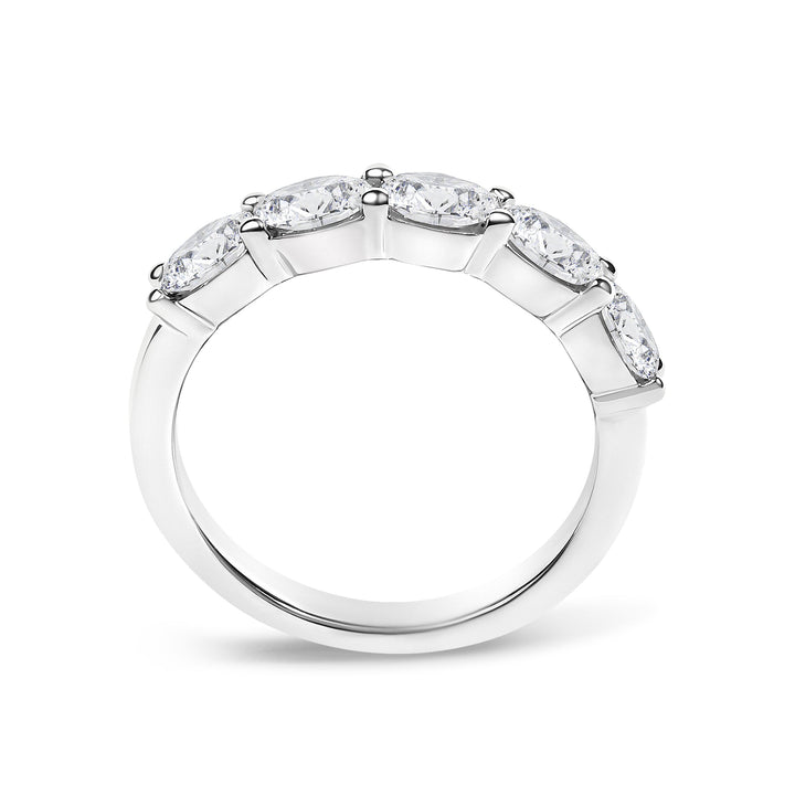 14K White Gold 1 1/4 Cttw Lab Grown Oval East West Band Ring