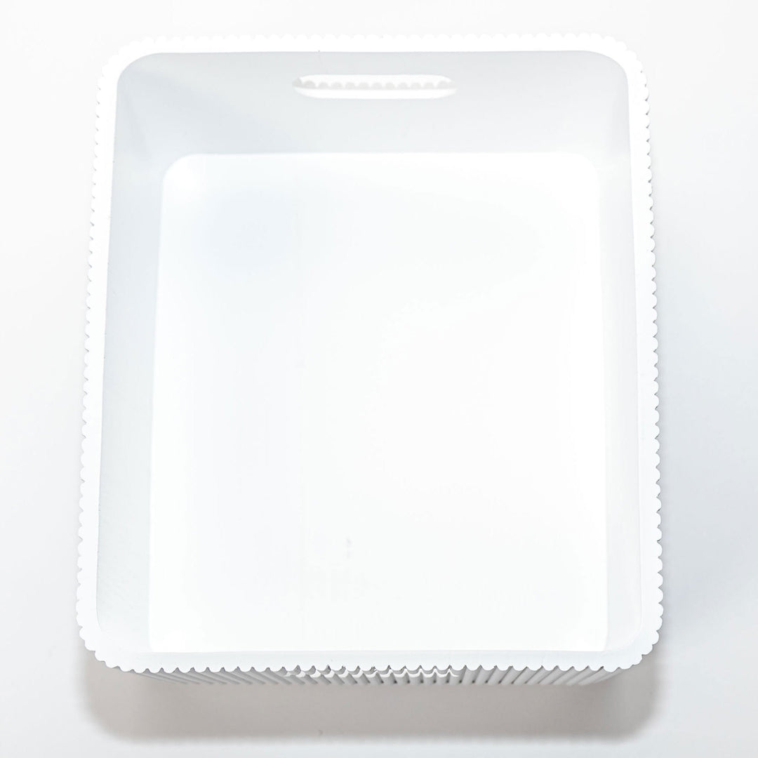 Wooden Ribbed Bins – White