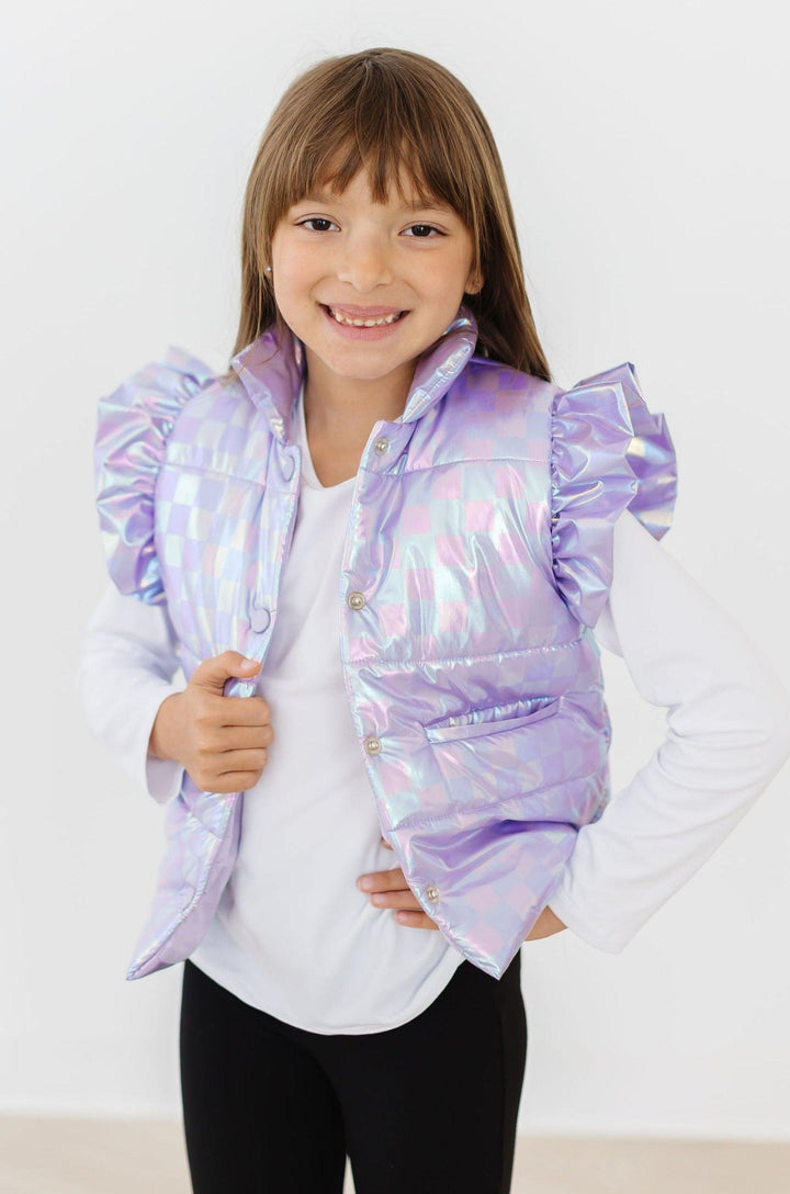 Lavender Haze Checker Puffer Vest