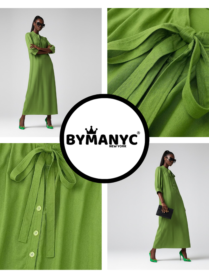 Long BRYANT Green Bow Dress Prêt-à-Porter BYMANYC ® New York