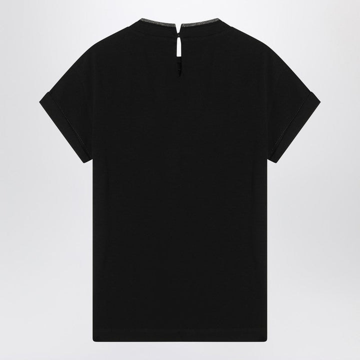 Brunello Cucinelli Black Crew-Neck T-Shirt With Pendant Women