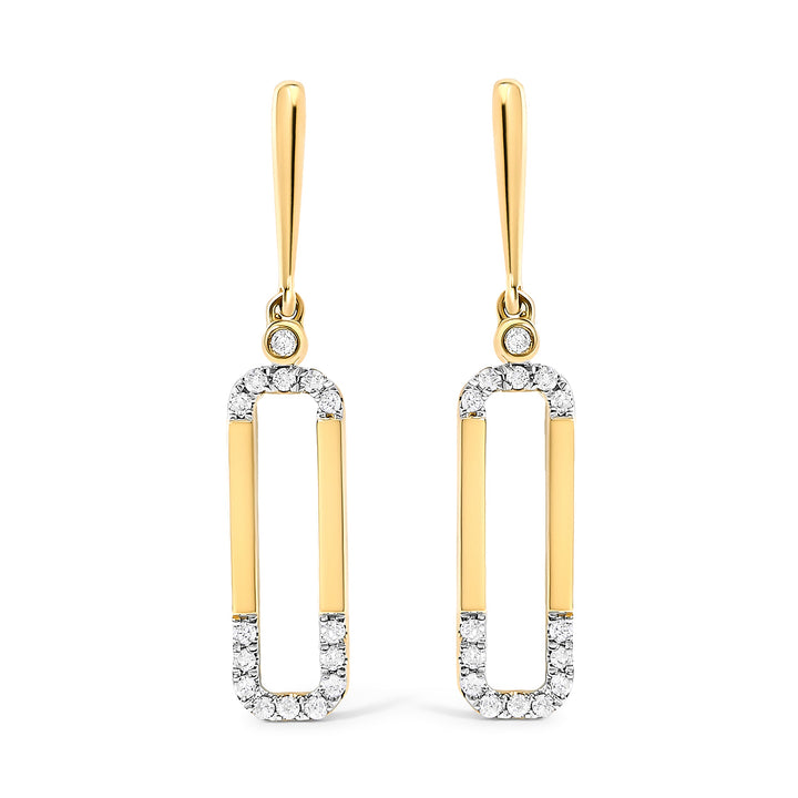 14K Yellow Gold 1/5 Cttw Diamond Paper Clip Dangle Earrings