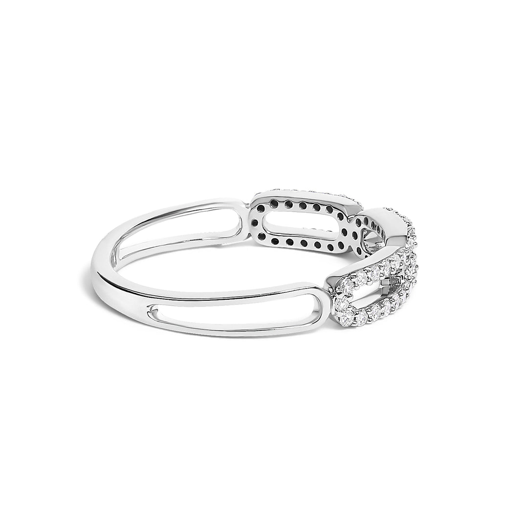 14K White Gold 1/4 Cttw Diamond Paper Clip Ring