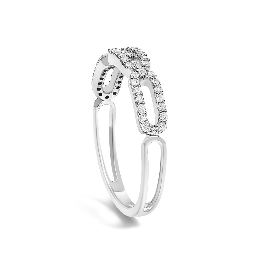 14K White Gold 1/4 Cttw Diamond Paper Clip Ring
