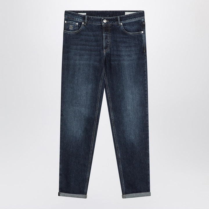 Brunello Cucinelli Dark Blue Jeans Washed Effect Men