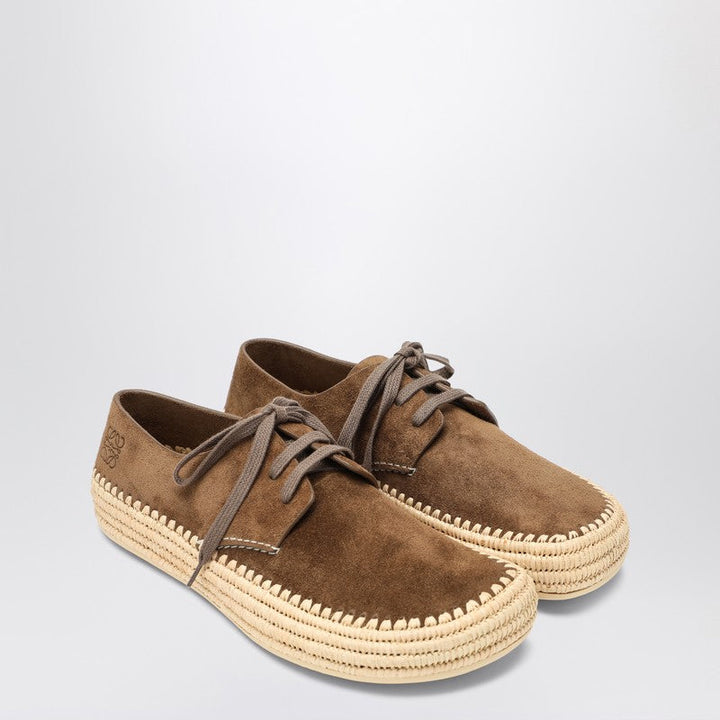Loewe Rio Lace-Up Shoes In Taupe Suede Men