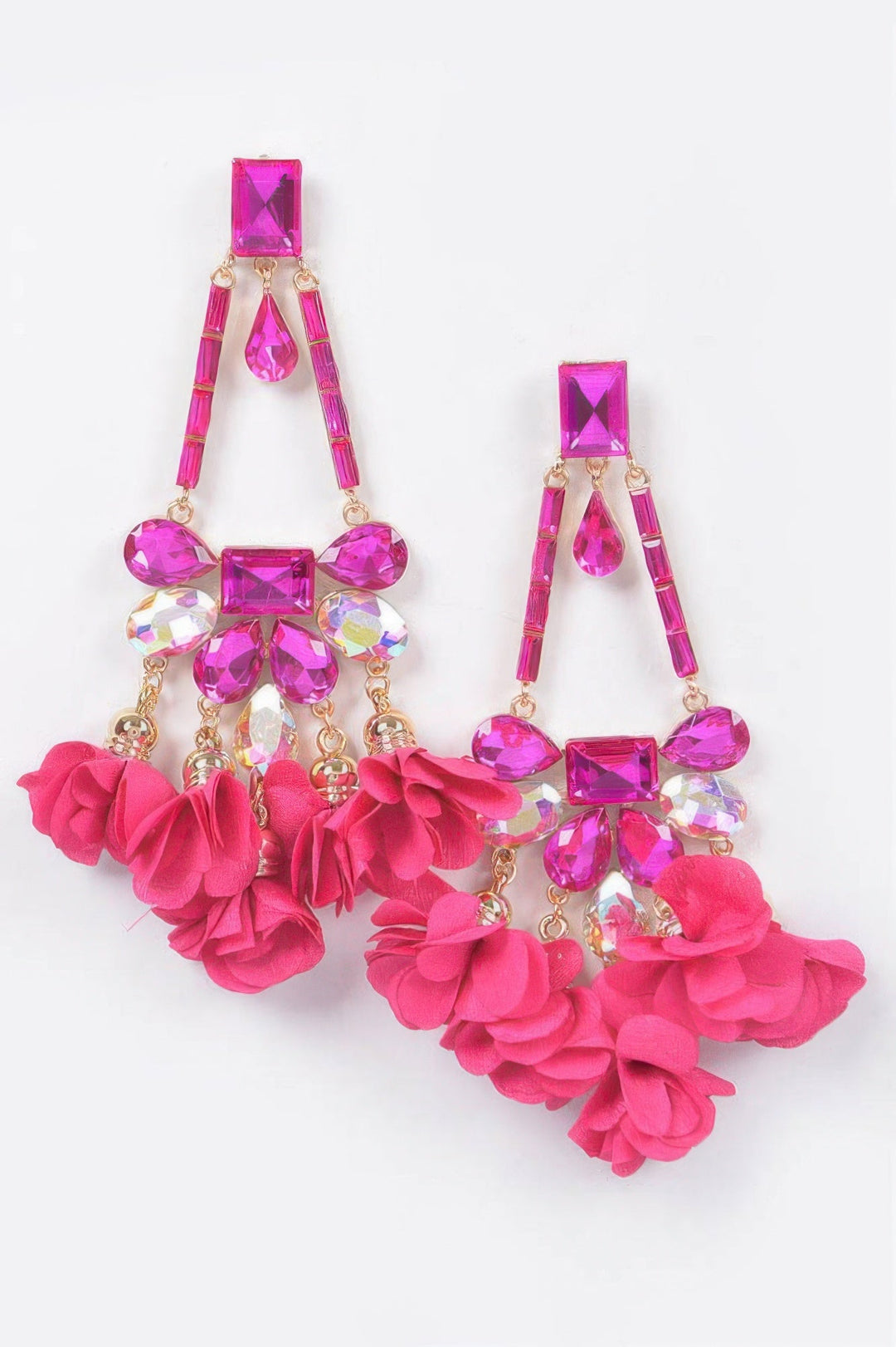 MEATPACKING Blossom Bling Rhinestone Party Drop Earrings: BYMANYC NY