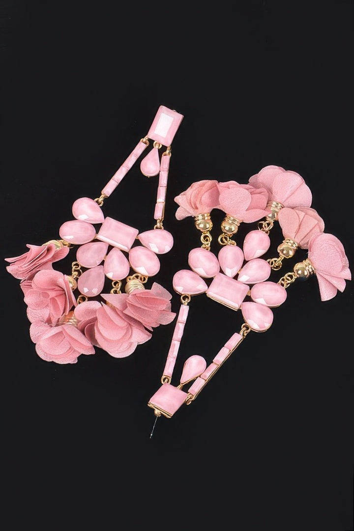 MEATPACKING Blossom Bling Rhinestone Party Drop Earrings: BYMANYC NY
